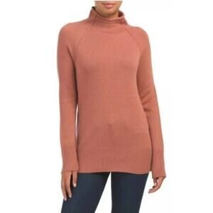 THEORY Cashmere Mock Neck Sweater Womens Small Pink Karinella Long Sleeve Cozy